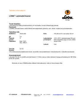 Tehniline info LaminateCleaner