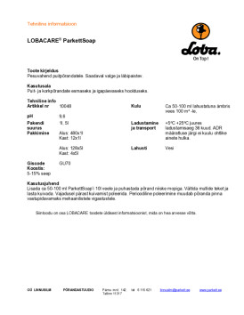 Tehniline info ParkettSoap
