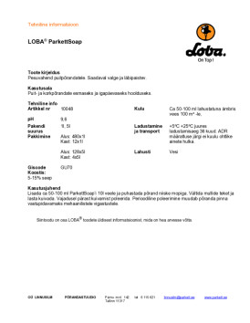 Tehniline info ParkettSoap