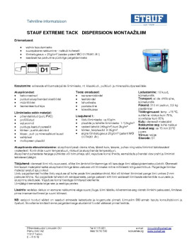 Tehniline info Stauf Extreme tack