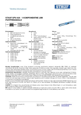 Tehniline info Stauf SPU-425 2019
